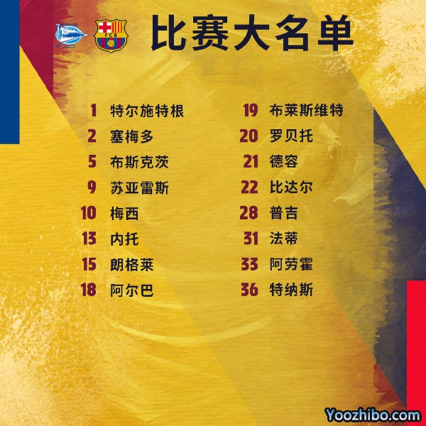 <a href=/zuqiu_jingcai/barcelona/ target=_blank class=infotextkey>巴萨</a>收官战vs阿拉维斯大名单