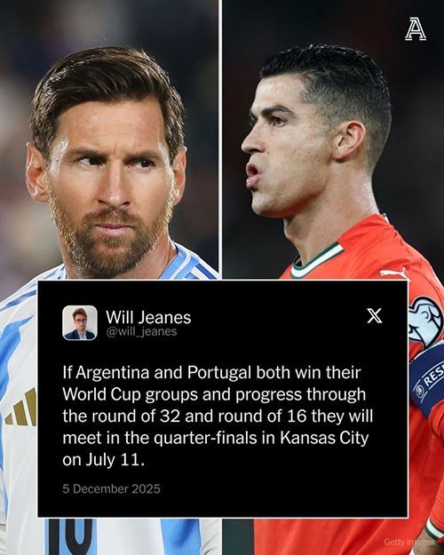 阿根廷葡萄牙若小组头名出线,<a href=/shijieqiuxing/zuqiu_jingcai/119.html target=_blank class=infotextkey>梅西</a>C罗1/4决赛将提前相遇