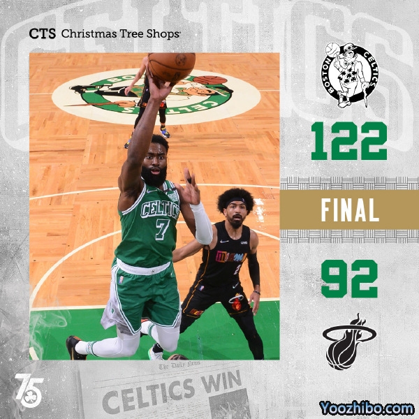 凯尔特人122-92大胜热火 布朗29分 塔图姆20+12+5 斯特鲁斯27分